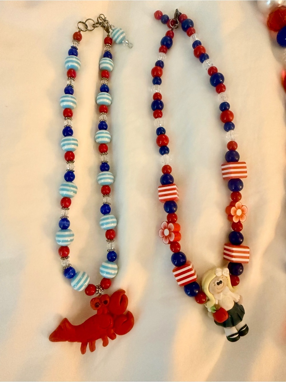 4th of July Patriotic Red, White & Blue Chunky Beaded Necklace Fourth of July - Picture 2 of 4